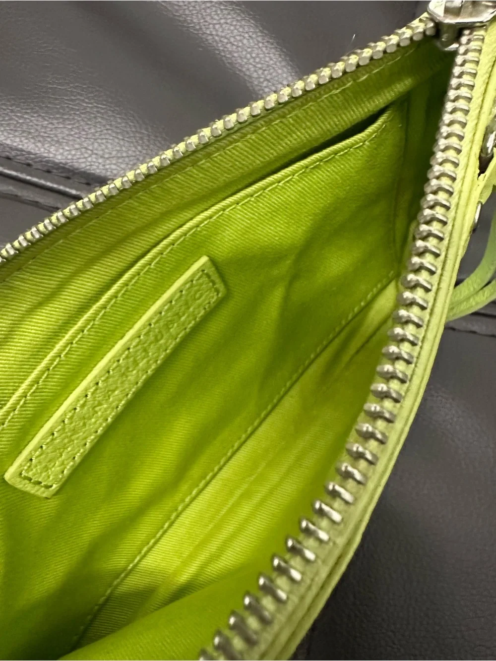 BANANA REPUBLIC Green Perforated Zip Wristlet Clutch Zipper
